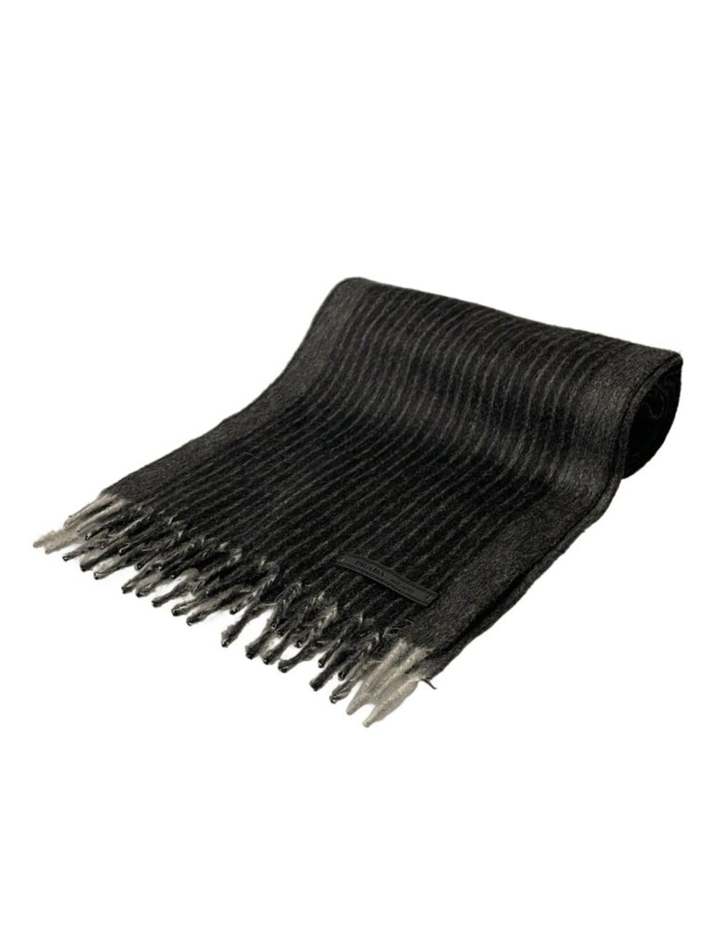 Prada Scarf Black Dark Gray Striped Cashmere